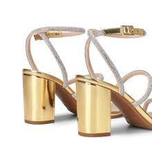 Women Chunky High Heeled Sandals Square Open Toe Rhinestone Decor Strappy Ankle Strap High Heeled Sandals For Wedding Party Valentine's Day - 金恩-萊茵石 - 查看 3
