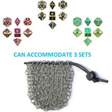 YOUSHARES Drawstring Game Dice Bag - Stainless Steel Chainmail Dice Pouch For Metal Polyhedral D&D Dice Set - Silver - View 3