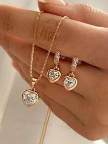 2 件套仿珍珠耳环和项链，时尚百搭日常佩戴，可作为礼物赠送 - 金黃色 - 查看 9