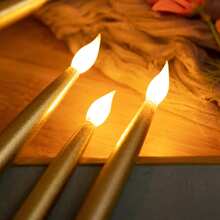 1-12 Pcs Gold Candles, Flameless Candles Flickering, Led Taper Candles Battery Powered, Led Candles Flickering, Flameless Taper Candles, Fake Candles For Wedding Decor, Home, Party, Room, Christmas Decorations, Thanksgiving Decorations, Halloween Decor