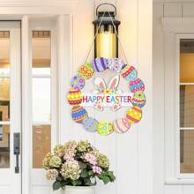 Osterdekoration Türkranz für Eingangstür, Wandschilder, Hasendekoration für den Frühling, Cut Out Hasenzeichen, Blume Ei Willkommen Hängen für Heim Wanddekoration, Party, drinnen und Outdoor, fröhliche Ostern