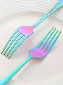 1/2Pcs Multifunctional Stainless Steel Colorful Salad Forks, Dessert Forks, Mirror Polished, Cutlery, Convenient , Dishwasher Safe, Suitable For Home Kitchens, Restaurants And Hotels, Kitchen Gadgets, Perfect Gifts For Housewarming And Dinner Parties