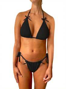 Spring And Summer Simple Curve-Hugging Swimsuit Beach Leisure Vacation - Black - View 1