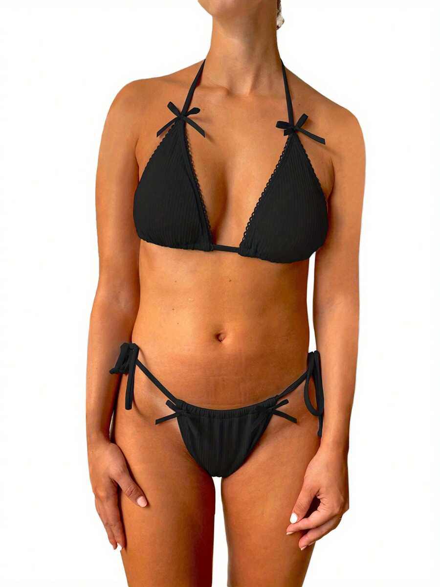 Spring And Summer Simple Curve-Hugging Swimsuit Beach Leisure Vacation - Black - View 1