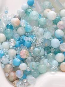 beadia 30~90g/Pack 3-12mm Mixed Glass Beads, Assorted Light Blue Glass Beads For DIY Jewelry Making, Necklace & Bracelet Crafting Supplies For Women