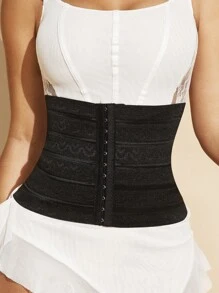1pc Women's Waist Cincher With Button Closure, Waist Trainer - Black - View 5