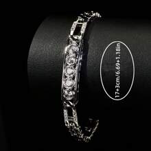 1 pieza Brazalete clásico minimalista con circonita cúbica sintética brillante, accesorio de uso diario elegante de alta gama