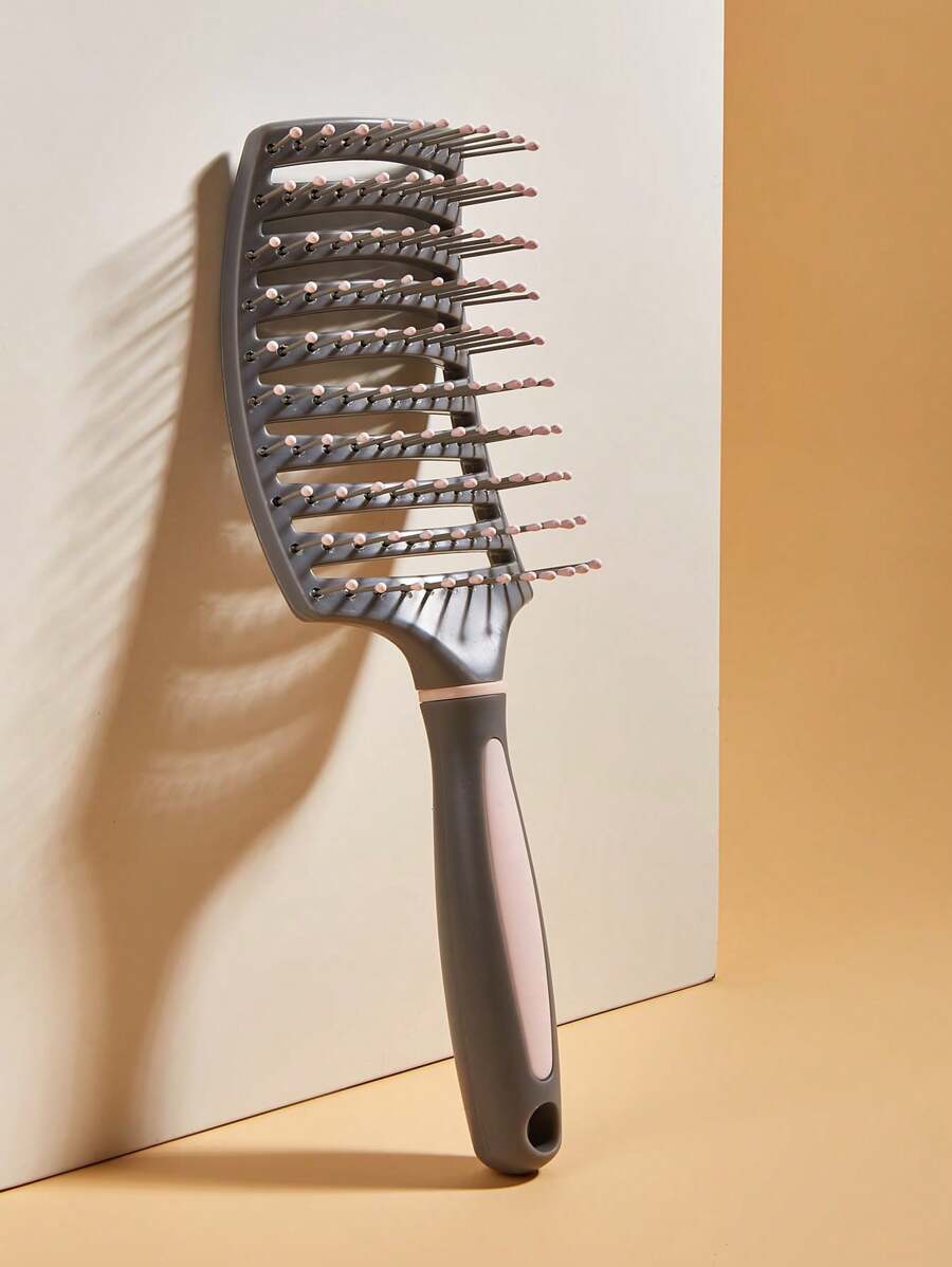 1pc Large Ventilated Hair Straightening Brush, Women's Thick Long Curly Hair Paddle Brush, Quick Drying Straight Hair Stylist Volumizing Brush, Anti-Static Curved Styling Tool, Suitable For Dry & Wet Gray Hair, Hair Brush, Hairdressing Tool, Hairdressing Product And Accessory, Suitable For Barbershop, Beauty, Back To School Season - Grey - View 1