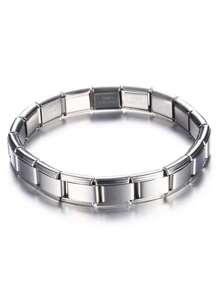 A String=18pcs Modular Bracelet - Detachable Stainless Steel Bracelet, Simple & Fashionable Daily Wear, Silver Charm Bracelet For Women's Parties, Unisex Style Jewelry