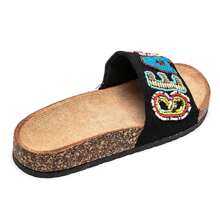 Platform Sandal With Decorative Pearl Embroidery Strap