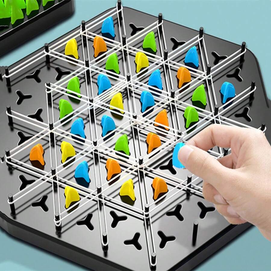 Logic Thinking Development Rope Challenge Desk Game Toy, Interactive Triangle Chess Game To Enhance Focus - Multicolor - View 1