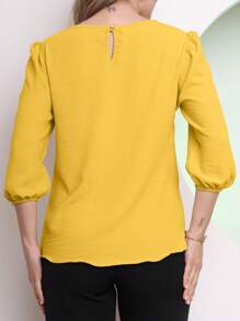 Women's Blouse Tailored Simplicity Elegant Social Basic Crepe 3/4 Sleeve Princess Tamires - 黃色 - 查看 2