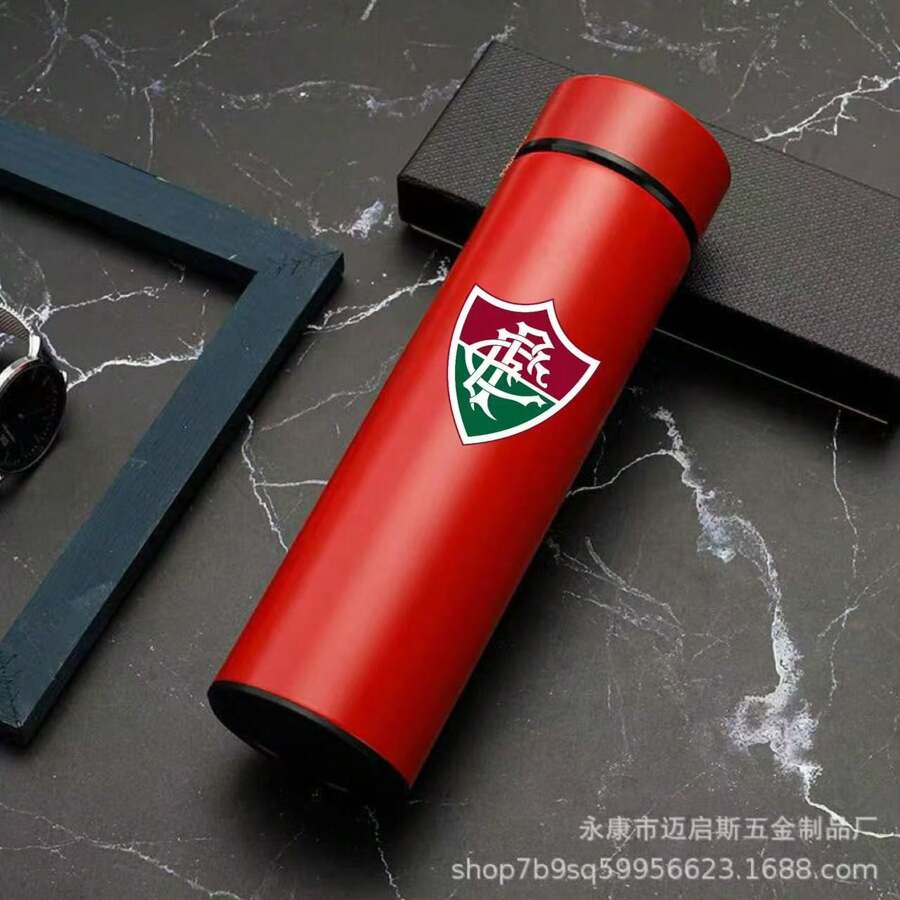 Personalized Football Team Bottle With Led Digital Temperature Meter 500ml - Fluminense Vermelho - View 1