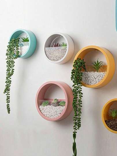 1pc Round Wall Mount Planter, Hydroponic Plant Pot, Indoor Wall Decor, Scandinavian Style, Suitable For Living Room, Dining Room, Macaron Color Gifts Birthday Graduation Home Decor Vase Room Decor Flower Vase Glass Vase