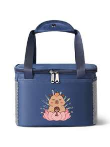 1pc Insulated Lunch Bag, Made Of Polyester With Aluminum Foil Lining, Large Capacity Tote Bag, Suitable For Work Commute, Picnic - Multicolor - View 11