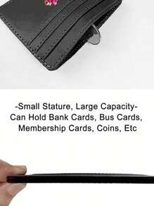 1pc Multi Compartment Ultra-Thin Card Holder With Highland Cow Pattern Holding A Small Calf With Sunflower Flowers Carrying This Leopard Print Bow Pink Bow Daily Bank Card Id Card Manager And Protective Case Simple Design Lightweight Multi-Layer Portable Coin Pocket Small Wallet Suitable For Driver's License For Men Wallet Mini Wallet Purse Wallet Card Wallet - Black - View 5