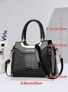 Classic Solid Color Crocodile Texture Square Handbag, Tote Bag, Ladies Commuter Shoulder Bag, Best Mother Day Gifts Ever
