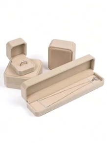 1pc Jewelry Box For Bracelet, Ring, Pendant, Earrings, Necklace, Velvet Jewelry Organizer Box, Suitable For Home And Travel, Valentine's Day And Back To School Gift - White - View 4