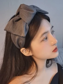 1 Peça Faixa de Cabeça Cinza Extra Grande Elegante e Retrô Laço Francês, Acessório de Cabelo, Presilha de Cabelo Trançada na Moda, Arco Versátil para Uso Diário, Maquiagem, Penteados, Festivais, Dia dos Namorados, Presente, Faixa de Cabelo, Arco de Cabelo