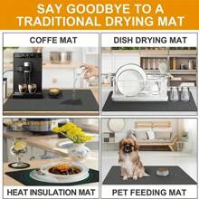 1 pieza Alfombrilla de secado de platos de unicolor, alfombrilla antideslizante, absorbente y resistente al desgaste para máquina de café, alfombrilla de lodo de diatomeas suave para drenaje, alfombrilla para barra de restaurante, alfombrilla para mascotas, alfombrilla para vajilla, alfombrilla para baño, alfombrilla para encimera, con decoración de mesa, suministros de cocina para el hogar