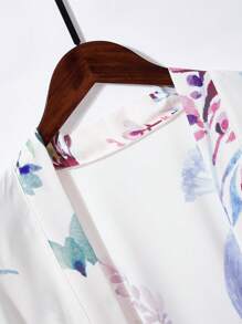 Oversized Retro Style Mid-Length Kimono Cover Up, Beach Cover Up Swimsuit Wrap For Plus Size, Summer