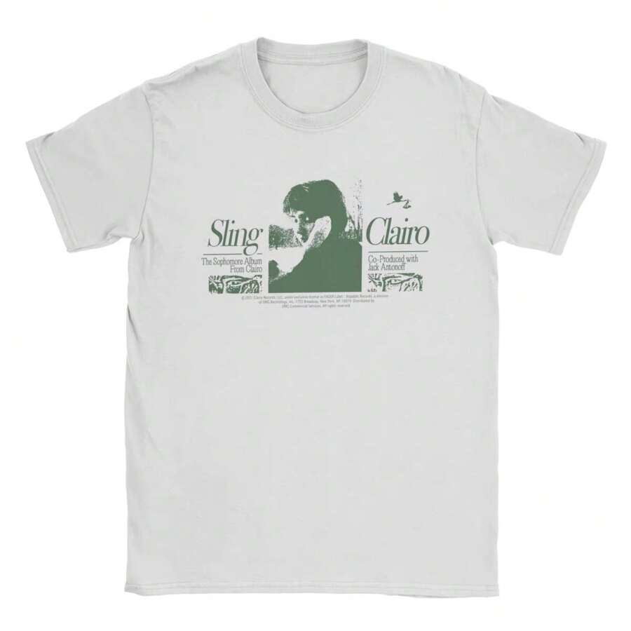 Men T-Shirts Clairo Sling Singer Novelty Cotton Tees Short Sleeve T Shirt Crewneck Clothes Plus Size - 白色 - 查看 1