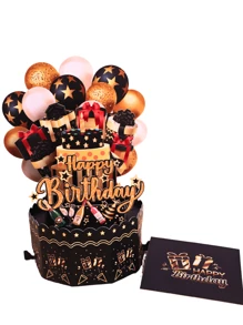 1 张特别生日快乐弹出贺卡、生日气球蛋糕生日派对邀请卡（带空白便条卡）、返校、学校用品