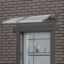 Marquesina para puerta de entrada 120 x 60 cm, caseta de lluvia para puerta de entrada en exteriores, marquesina para puerta de entrada de aleación de aluminio fundido a presión, marquesina transparente con arco de medio punto - transparente - Ver 5