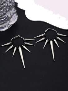 1 对朋克嘻哈暗黑风格刺铆钉耳环，摇滚个性化情侣耳环，日常街头派对珠宝 - 耳環 - 查看 6