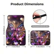 4pcs/Set Butterfly Print Car Floor Mats, , Anti-Slip, Washable, Polyester, Fit For Front And Rear Vehicles, Suitable For Various Car Models