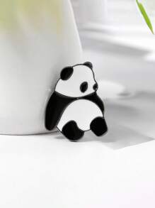 Cute Panda Brooch, Adorable Panda Animal Lapel Pin, Backpack Decoration, Multi-Functional Accessory Brooch - Black and White - View 2