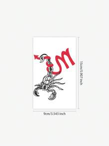 1pc Arrow, Letter, Black Scorpion Temporary Tattoo Sticker, Waterproof, Sweat-Resistant, Washable, Non-Reflective Faux Tattoo, Suitable For Fashion Enthusiasts On Thigh, Arm