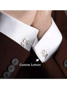 Men's Cufflinks Customized Men's Initials Cufflinks Personalized Boutique Cufflinks Groom Jewelry Wedding Gift Father's Day Gift For Brother Gift Letters 316 Stainless Steel Graduation Ceremony/Wedding Guest Gift Perfect Boyfriend Valentine's Day Birthday Gift(1 Pair) - Gold - View 10