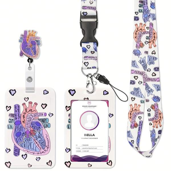 Cordones retráctiles con soporte para tarjeta de identificación y clips giratorios - Cordones para tarjetas de identificación de enfermería de salud mental, cordones de ruptura con soporte para tarjeta de identificación para enfermera, maestro, estudiante, oficina, mujer, útiles escolares, de vuelta a clases