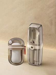 3M 1 Set Portable Travel Soap Dish And Toothbrush Holder - Plastic, Oval Shape, Essential For Camping, Gym, Bathroom Accessories