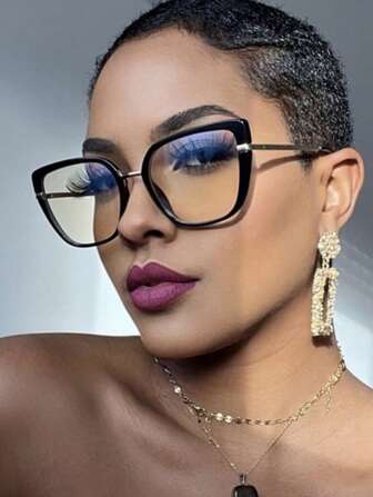 New Retro Metal Frame Cat Eye Non-Prescription Glasses, Minimalist All-Match Outdoor Street Style Party Fashion Casual Clear Lens