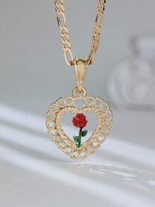 שרשרת תליון ורד חלול, שרשרת תכשיטים מינימליסטיים מצופה זהב עמידה למים, מתנה לנשים, מתנת יום האהבה - שרשרת לב ורדים - ראה 10