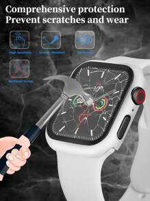 Men's And Women's Protective Case With Tempered Film Compatible With Apple Watch Case 38mm, 40mm, 41mm, 42mm, 44mm, 45mm, 49mm 10(42mm) 10(46mm), With Screen Protection Film Fully Covering Hard Case Protection Compatible With Apple Watch Series S10 9 8 7 6 5 4 3 2 1 SE Ultra