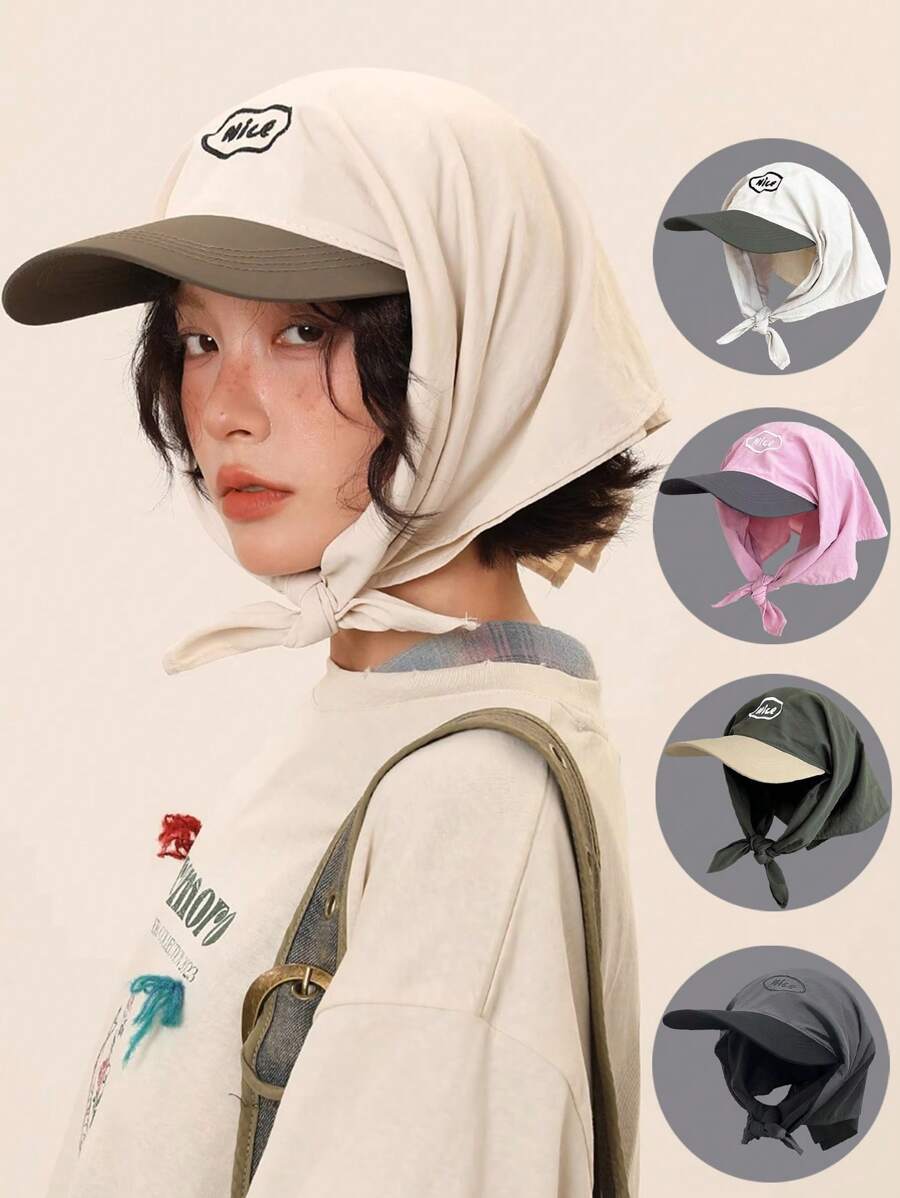 A Scarf Hat Korean Version Of The Color Block Camping Headband Can Be Tied Into A Ponytail Empty Top Sun Hat Summer Thin Breathable Strap Quick-Drying Hat - Style 4 - View 1