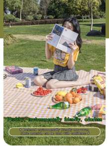 1pc Portable Moisture-Proof Picnic Mat, Soft Non-Woven Fabric Outdoor Camp Tent Thickened Ground Mat, Oxford Cloth Bottom Foldable Spring Outing Lawn Beach Cushion Waterproof Mat, Suitable For Outdoor Yard