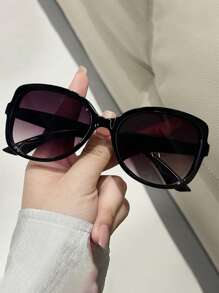 1 Par de gafas de moda de mujer con marco redondo retro y grande, estilo minimalista moderno, adecuado para uso al aire libre, viajes, fiestas, vacaciones en la playa, accesorios de playa, atuendos básicos de mujer para otoño/invierno, regalo casual de negocios para vacaciones de verano en la playa, al aire libre, viajes. - Multicolor - Ver 12