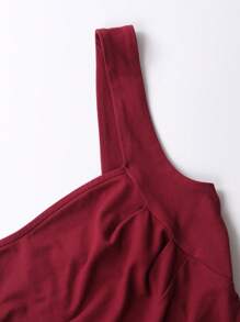 Vestido mini sexy con arruga en forma de rosa para mujer, de alta calidad y en color rojo que estiliza la figura - Rojo - Ver 5