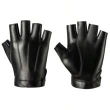 Guantes de Cuero para Hombres y Mujeres, Sin Dedos, Botones Deportivos, Fitness, Danza Callejera, Tácticas de Pesca, Guantes de Ciclismo para las Cuatro Estaciones - Blanco - Ver 3