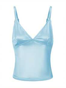 Women's Satin Camisole Vest - Blue - View 2