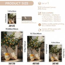 1 szt. Bezramkowy jasnożółty plakat botaniczny z cytrusami, motyw krajobrazu, orientacja pionowa w pomieszczeniach do wystroju domowego biura - Wielokolorowe - Zobacz 4