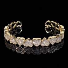 1pc Women's Rhinestone Heart Shaped Charm Daily Bracelet, Elegant & Minimalist Design
