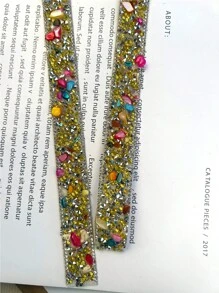 1 Roll 2cm Wide Colorful Double-Sided Rhinestone Diamond Trim, Apparel Accessory Decoration, All-Season Applicable For DIY Sandals, Wedding Dresses, Headpieces, Hats, Gorgeously Sparkling