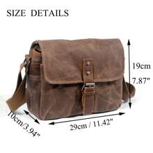 SLR Camera Bag, Waterproof Wax Canvas Bag Vintage Camera Case Messenger Bag With Interlayer Pad - Khaki - View 2