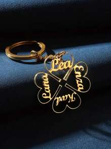 1 móc khóa hình cỏ ba lá bằng thép không gỉ được cá nhân hóa với 1-4 tên, móc khóa gia đình hình trái tim nhiều tên, phụ kiện mặt dây chuyền may mắn cho tên thành viên gia đình hoặc bạn bè tùy chỉnh - Nhiều màu - Xem 12