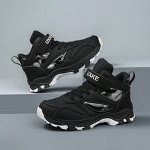 Modische, lässige High-Top Sportschuhe, leicht, atmungsaktiv, vielseitig für Basketball, Wandern, Jugendliche - Schwarz - Übersicht 4